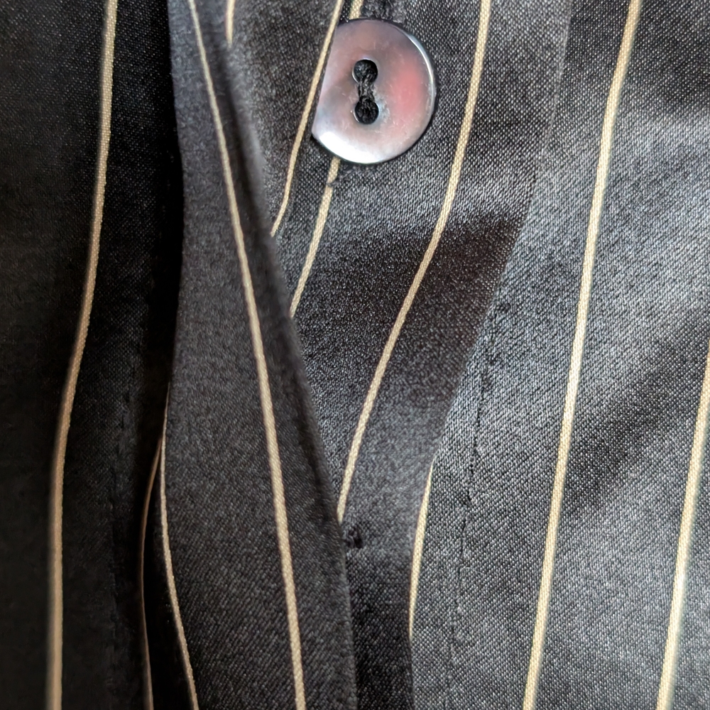 Kate Hill Black and White Striped Dress Shirt - Picture 9 of 10